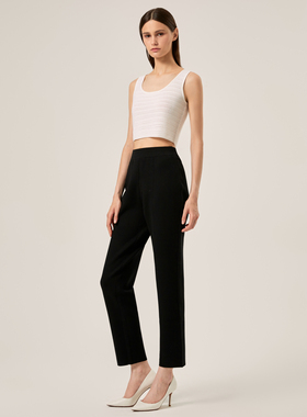 CRUSH 安格集合店 23早春SS女士黑色百搭高腰休闲裤直筒裤