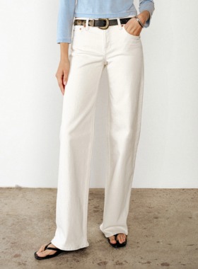 REDONE 安格集合店 25PF早秋白色纯棉百搭休闲毛边短裤修身直筒裤