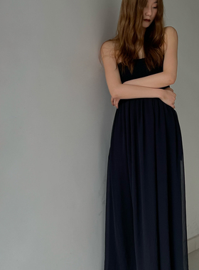 3折 TOMMY ZHONG 安格集合店 23SS春夏黑色司马克抹胸连衣裙长裙