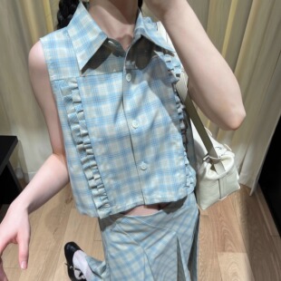 MARCHEN 安格集合店 25SS春夏经典格纹花边学院风园艺部马甲背心