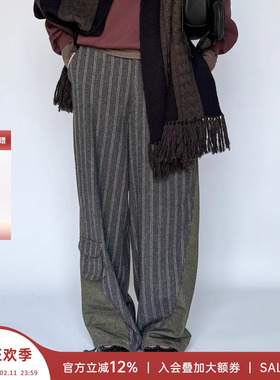 COTEMP 安格集合店 25FW早秋新款羊毛复古拼接运动长裤抽绳阔腿裤