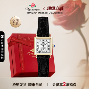 Rosemont瑞士原装 简约极简黑金小方表玫瑰手表女明星同款