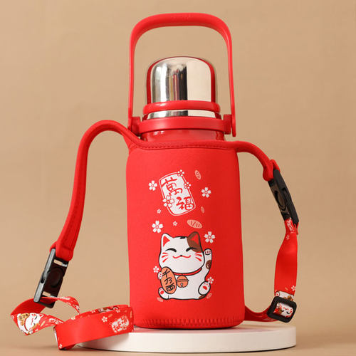 8001200ML水杯防摔杯套可背挎