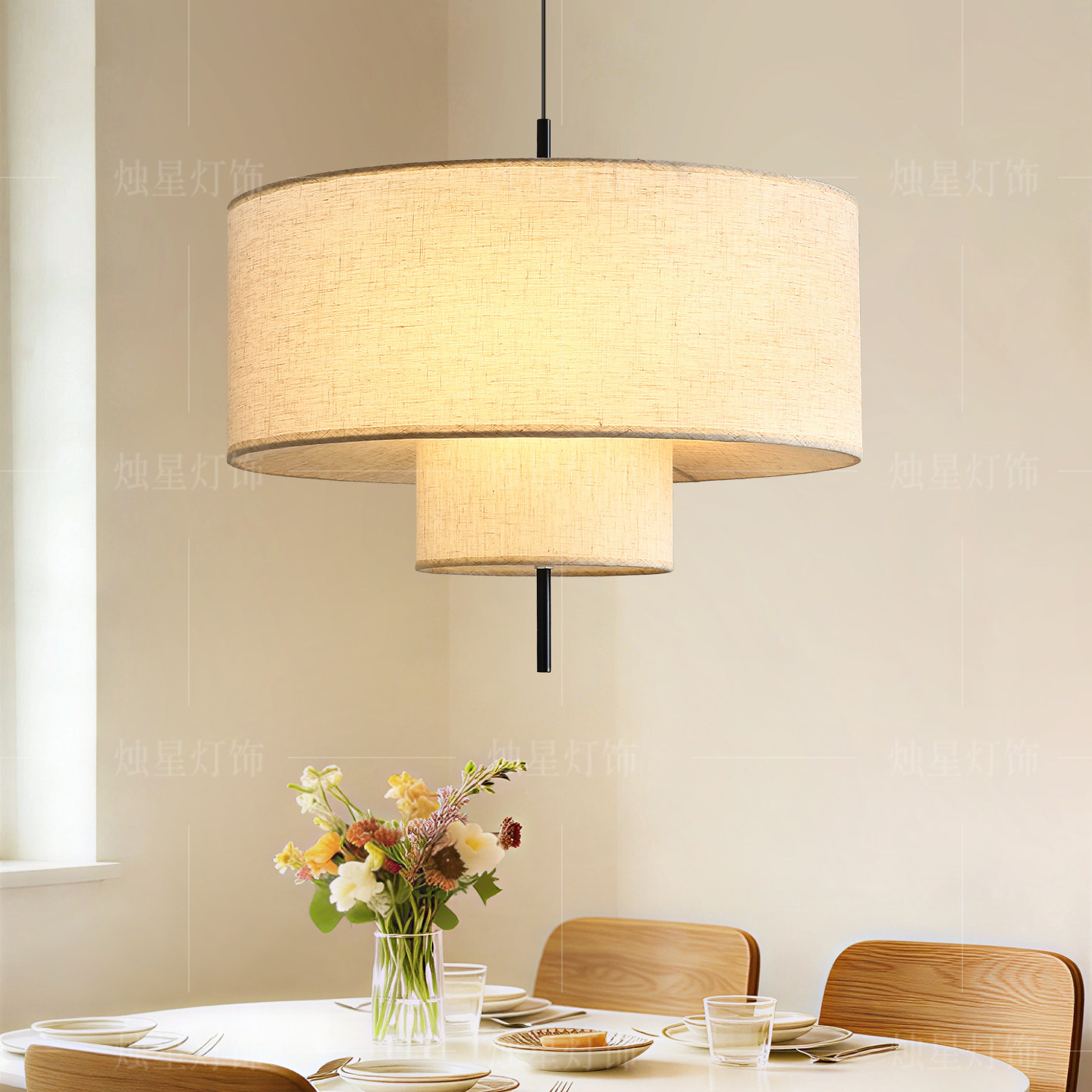 中古风布艺吊灯仿古新中式茶室创意艺术灯罩吊灯日式卧室客厅灯饰,家装灯饰光源,商用吊灯,淘宝优惠券,粉丝福利购,淘宝优惠卷