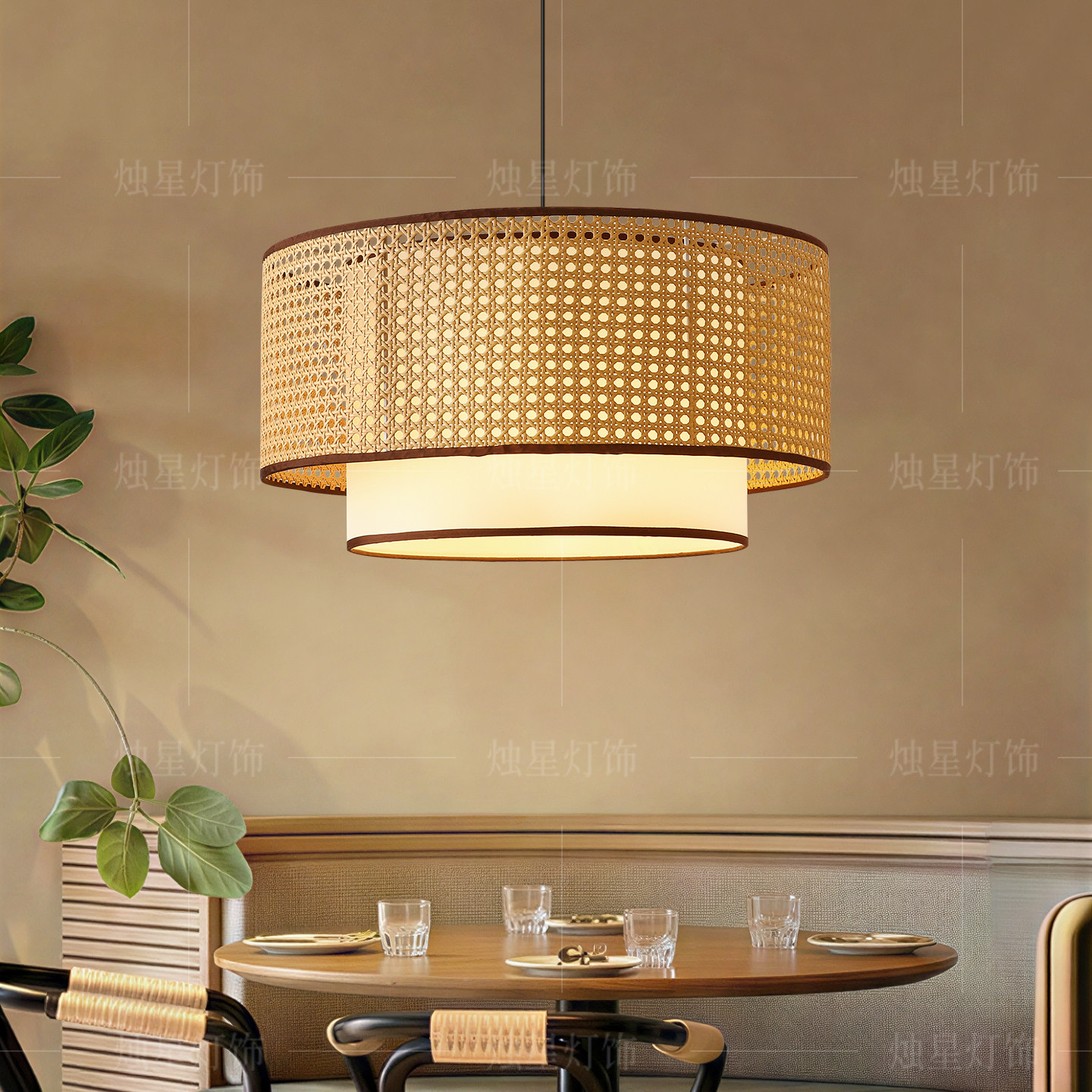 日式侘寂风藤编吊灯中式餐厅餐饮店酒楼藤艺灯罩艺术创意竹编灯罩,家装灯饰光源,商用吊灯,淘宝优惠券,粉丝福利购,淘宝优惠卷