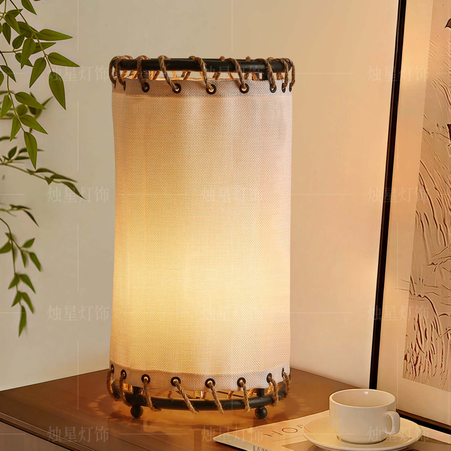 高级侘寂风卧室床头装饰落地灯斗柜边几茶室氛围布置台灯古风台灯