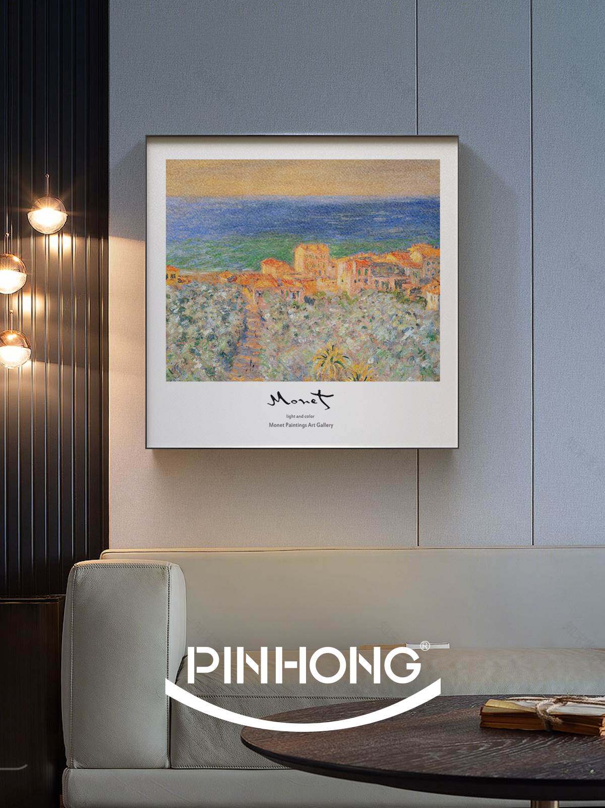 PINHONG 客厅装饰画莫奈大师挂画酒店软装床头挂画餐厅书房壁画