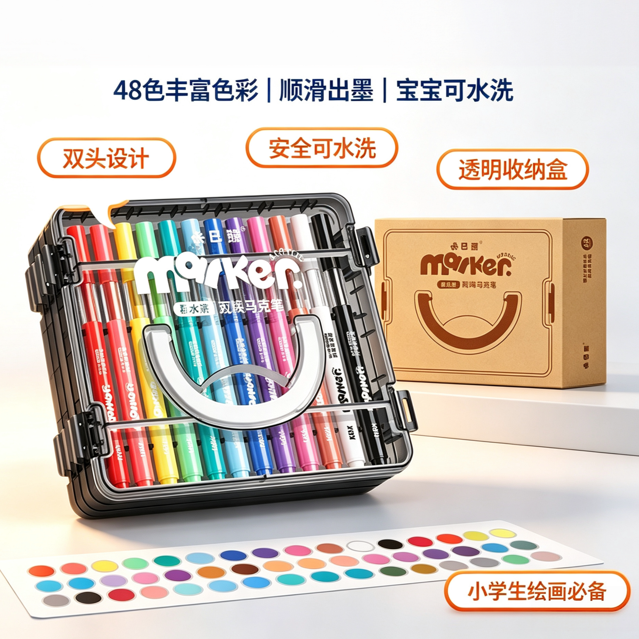 咔巴熊易水洗丙烯马克笔学生