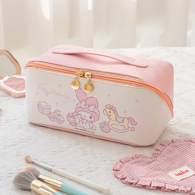 美乐蒂化妆包风琴枕头包可爱卡通melody化妆品收纳PU防水洗漱包女