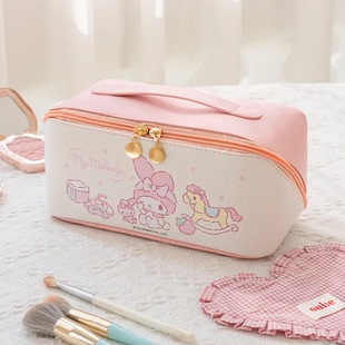 美乐蒂化妆包风琴枕头包可爱卡通melody化妆品收纳PU防水洗漱包女