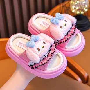儿童美乐蒂亚麻拖鞋防滑踩屎感melody亲子棉拖中小童地板凉拖女孩