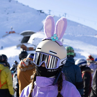 滑雪头盔耳朵装饰卡通可爱小配件毛绒猫耳电动车机车儿童帽子配饰