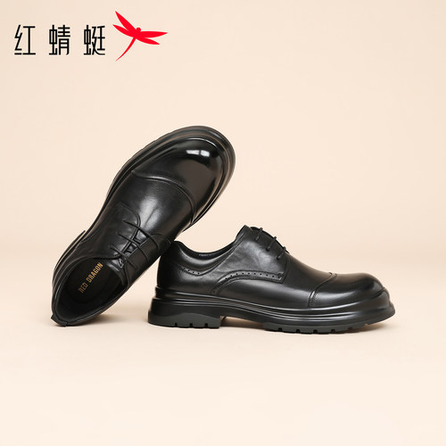 红蜻蜓皮鞋男士2026新款头层牛皮商务正装通勤透气舒适新郎结婚鞋