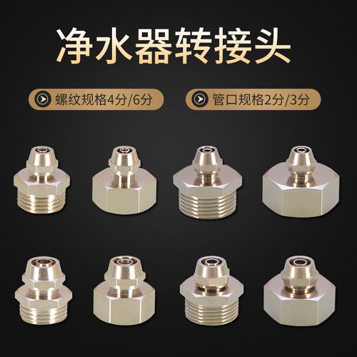 黄铜净水器接头配件4/6分转2分3分PE管内外丝直饮水机快插直接头