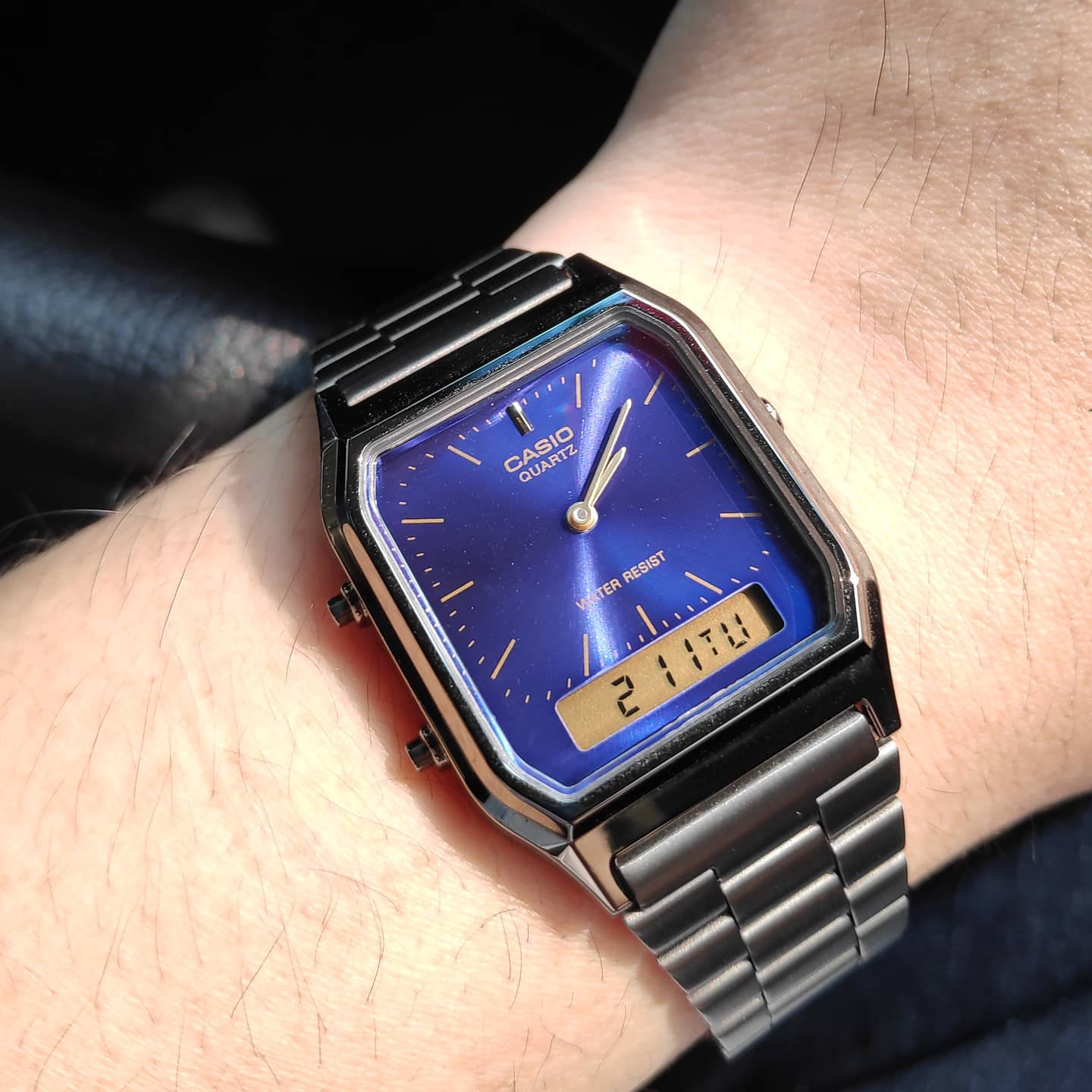 casio卡西欧经典复古双显电子表 vintage情侣小银块aq-230gg-2a/9