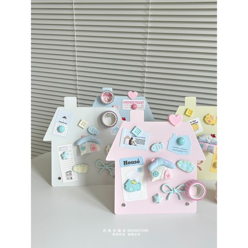 韩国ins桌面磁吸板留言板置物冰箱贴装饰备忘录奶油小房子提示板