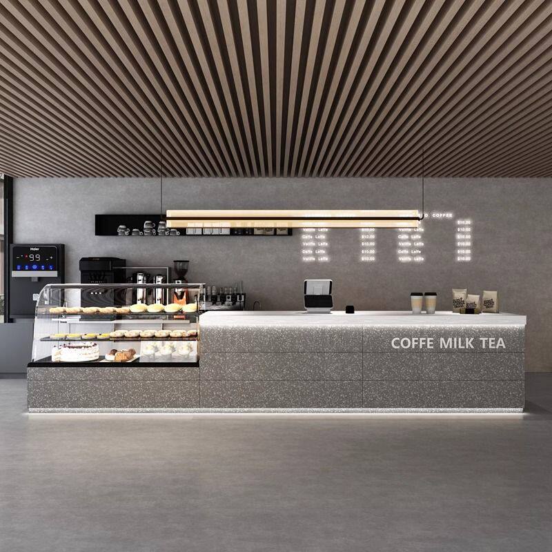 咖啡奶茶店收银台面包店吧台蛋糕甜品店前台桌酒店接待台柜台桌