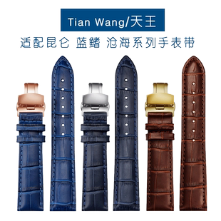 真皮手表带深蓝色牛皮表带罗西尼适配西铁城蓝天使飞亚达男女20mm