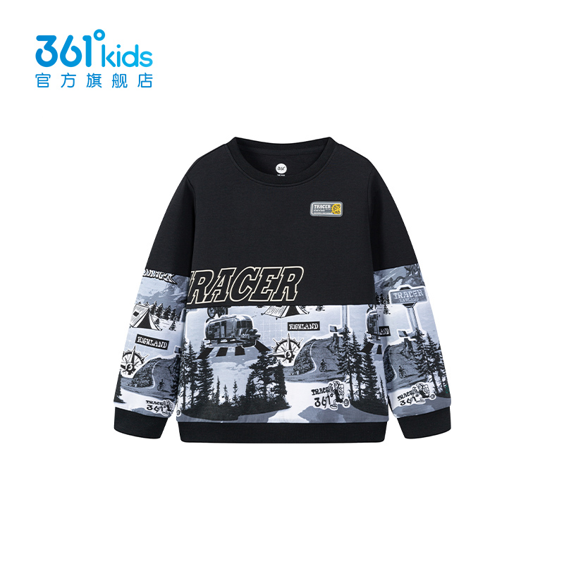 361男童套头卫衣拼色新品秋中大童圆领棉质运动上衣5Z332322
