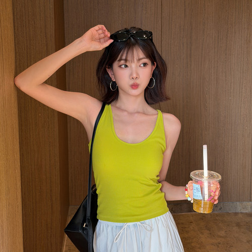 TOANDFRO / 春夏自带胸垫U领纯色背心女