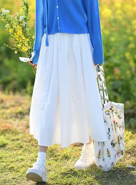 TOANDFRO/2025春夏新品甜美花边半身裙女A字中长裙