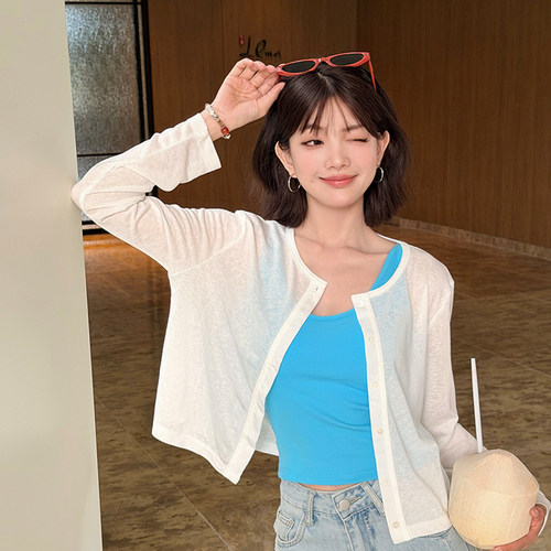 TOANDFRO / 2026春夏薄款简约白色针织开衫女