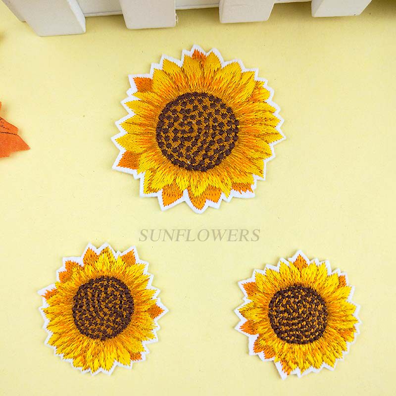 大小号向日葵衣服补丁贴时尚刺绣太阳花布贴儿童衣服装饰补洞贴花