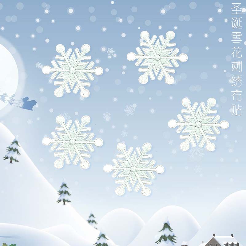 白色雪花刺绣布贴衣服补丁贴连衣裙t恤包包装饰熨烫贴布补洞贴花