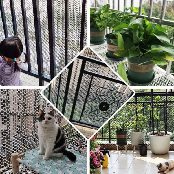 防猫防坠阳台防护网窗户围栏塑料网格网安全防护围栏放掉落垫网