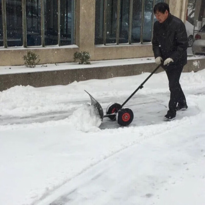 贤贵轮式手推雪铲大号雪锹铲子铲雪工具除雪设备推雪板扫雪车单杆