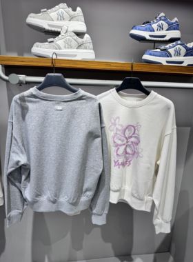 MLB时尚百搭花朵印花圆领休闲套头衫长袖厚棉T26春款女子3FMTF106