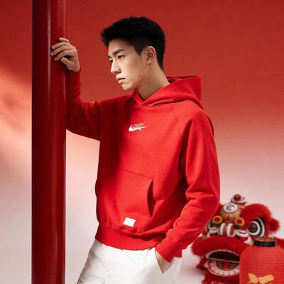 Nike耐克卫衣男2026马年新年款运动休闲加绒连帽套头衫IQ3707-657