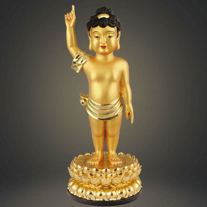 浴太子像树脂释迦牟尼浴太子居家客厅桌面手工彩绘工艺品中式摆件