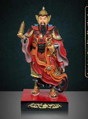托塔李天王合成玉石树脂客厅摆件