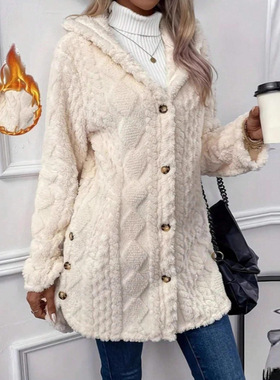 2025欧美外套宽松格纹拼色针织开衫时尚毛衣女