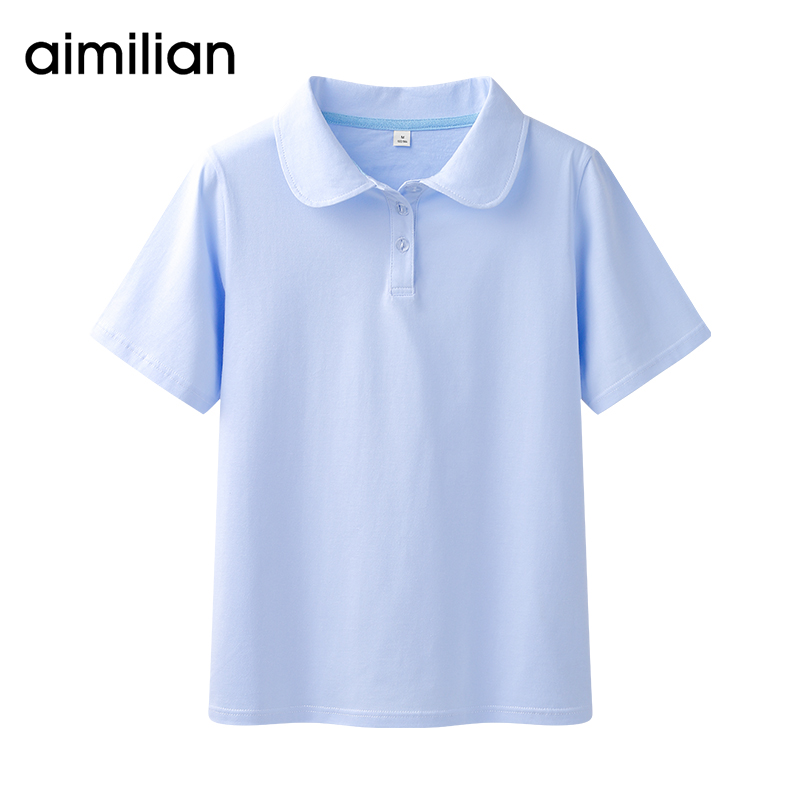 翻领短袖polo衫纯棉正肩短款
