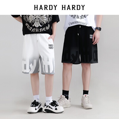 HARDY HARDY2024新款潮牌渐变印花字母纯棉短裤男女同款五分裤子