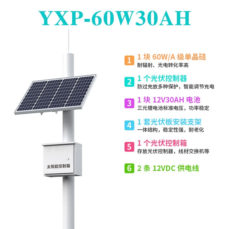 太阳能监控供电系统12V锂电池户外风光互补24V球机供电光伏发电板