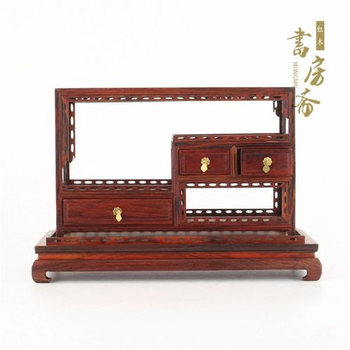 红木雕工艺精品小摆件中式仿古明清微缩微型家具模型 红酸枝柜子