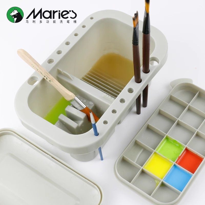 马利牌多功能洗笔桶51013 带调色盘水桶美术涮笔筒颜料水粉绘画水彩国画画画专用油画