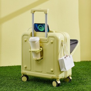 行李箱拉链款结实耐用女登机箱18寸前开口拉杆箱静音轮旅行箱可爱