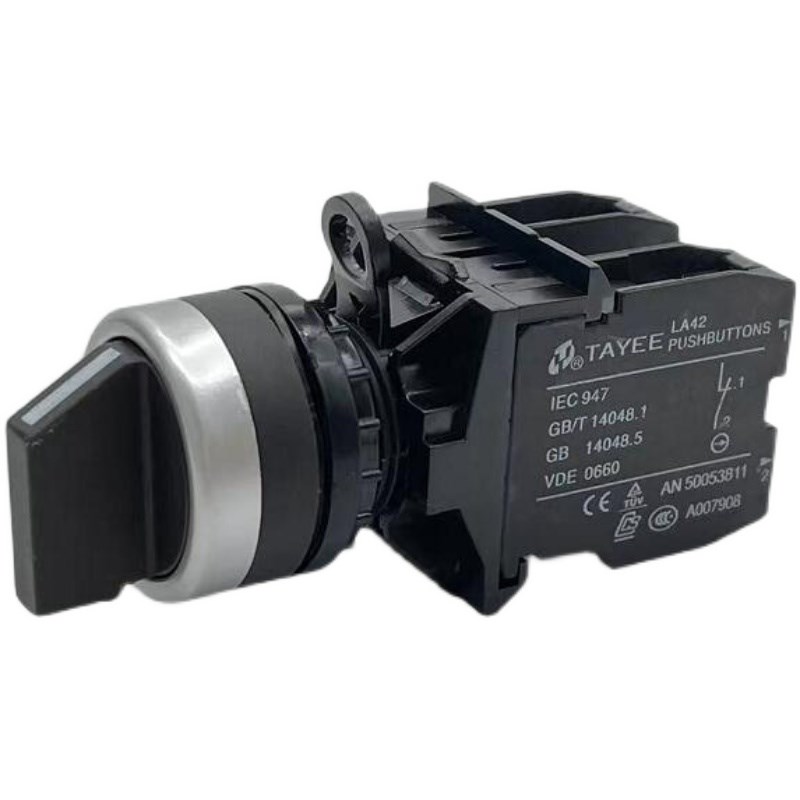TAYEE旋钮LA42X2按钮开关GXL3旋转二三档常开常闭黑色