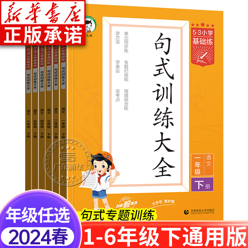 2024新版53句式训练大全一年级二年级三年级四年级五年级六年级上下册五三小学基础练语文教材练习册扩句缩句组词造句子专项训练书