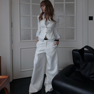 HunterGirl高智感假两件拼接条纹衬衫修身长袖上衣高级感气质外套