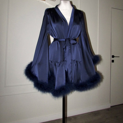 高级感醋酸缎面睡裙结婚晨袍新娘