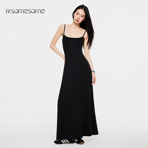 asomesome黑色高级感修身连衣裙