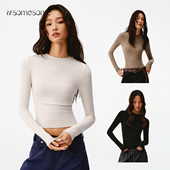 女秋冬显瘦内搭上衣修身 asomesome圆领紧身弹力长袖 白色打底衫 T恤