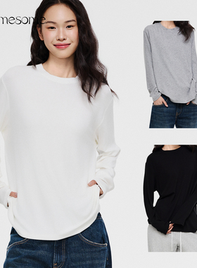 asomesome美式基础宽松圆领长袖T恤女春新款内搭打底衫休闲上衣