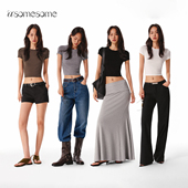 asomesome天丝羊毛美式 上衣 微透修身 圆领正肩白色短袖 T恤女春新款