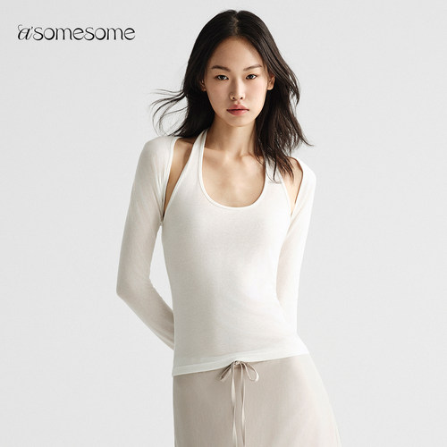 asomesome辣妹薄款挂脖背心坎肩